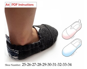 PDF Kids Soft Sole Shoes Number 25-26-27-28-29-30-31-32-33-34