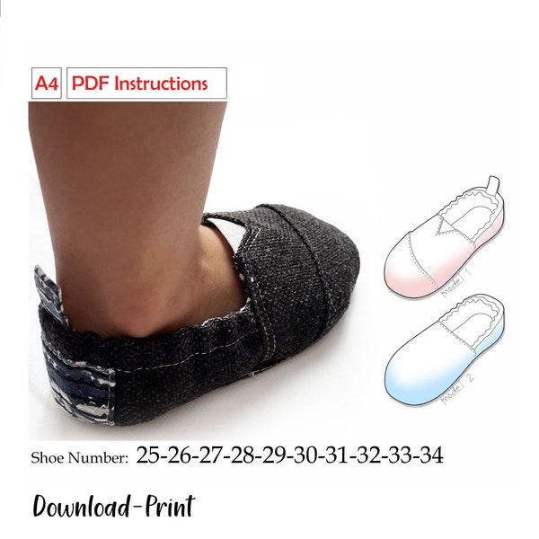 PDF Kinder Schuhe mit weicher Sohle Nummer 25-26-27-28-29-30-31-32-33-34