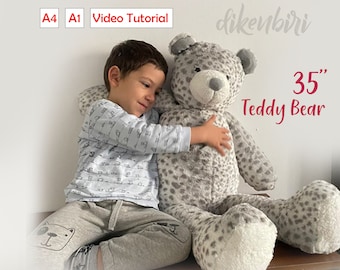 PDF Enorme teddybeer naaipatroon - knuffeldier cadeau - afdrukbaar 35 inc beer speelgoed