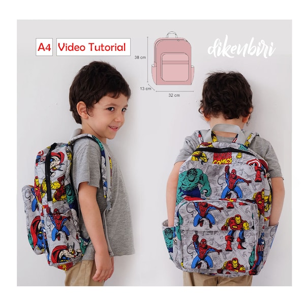 Lined Backpack Pdf Pattern For School,  School Bag For Students Kids Women