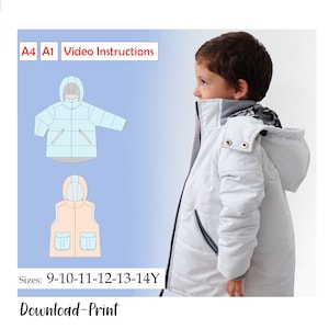 PDF Kids Puffer Coat Sewing Pattern 5Y-10Y -unisex Jacket for ...