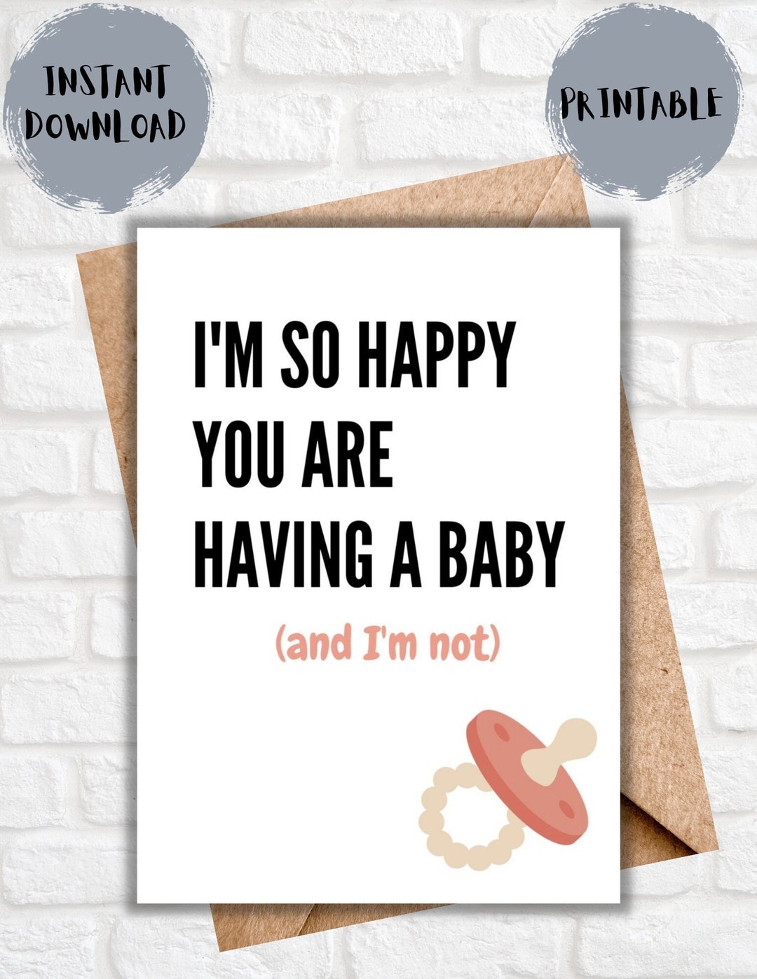 PRINTABLE Baby Shower Card, Baby Shower Card Printable, Funny Baby ...