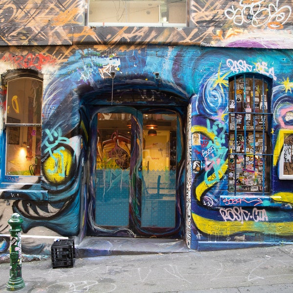 Hosier Lane, Melbourne Australia, photograph on satin/lustre, 5x7, 8x10, 11x14, 11x17 street art, graffiti