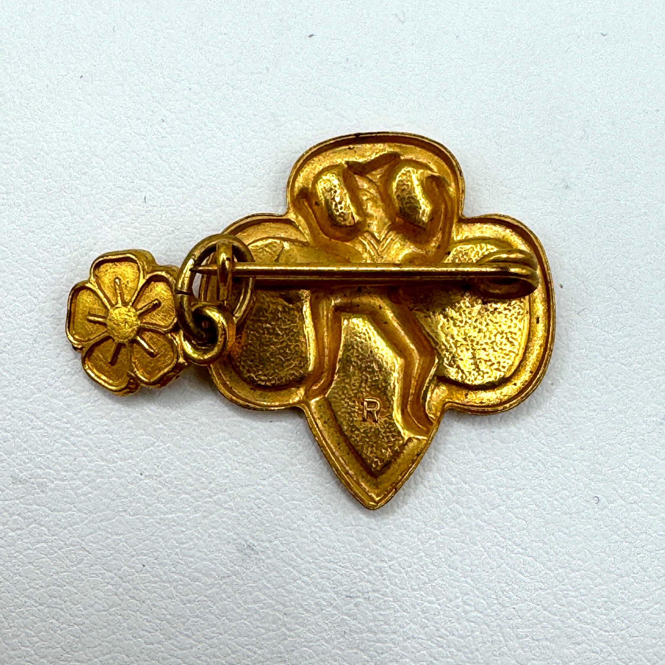 Vintage Brownie Girl Scout Daisy Pin - Early Pressed Brass Emblem ...