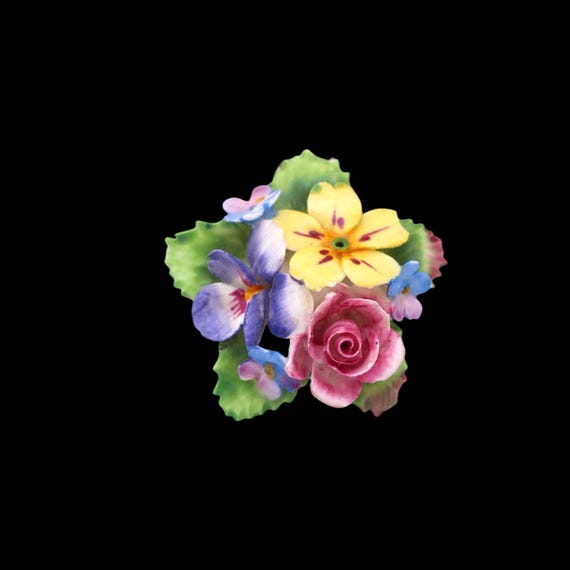 Vintage Coalbrook China Hand Painted Floral Brooch – English Bone China Bouquet