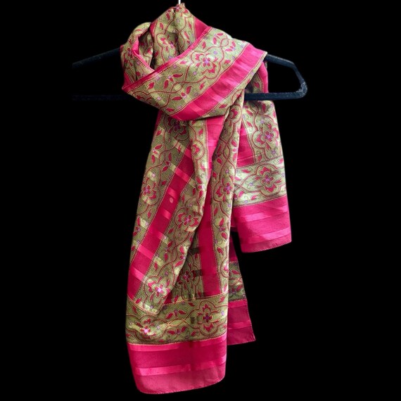 Elegant Pink and Gold Silk Scarf Gilded Stirrup and Tassels Silk Scarf - Blush — Horse and  main image 4