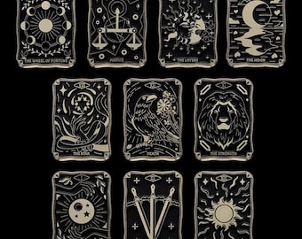 Vintage-Inspired Tarot \ Card Enamel Pin - Gothic Mysticism Major Arcana Celestial Occult Lapel Accessory