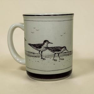 Vintage 1981 Down East Craft Cape Cod Mug Yarmouth MA Sandpiper Shorebird Coffee Cup