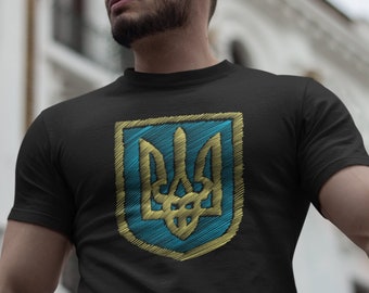 Ukraine T-Shirt, Ukraine Flag, Pray For Ukraine, Ukraine Coat of Arm Hand Drawn Trident, Peace In Ukraine Shirt, Stand With Ukraine
