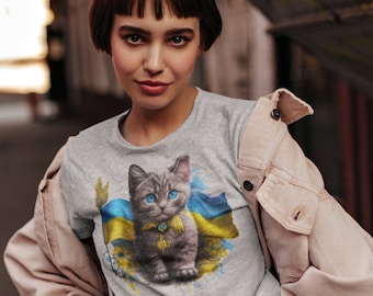 Ukrainian t-shirt Gift Ukrainian Kitty T-Shirt with Flag Adorable Feline Design on Soft Cotton Tee