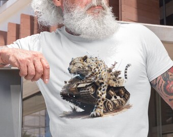 Ukraine Leopard T-shirt, Leopard Graphic Ukraine T-shirt, Leopard Ukraine, Leopard Tank Print T-shirt Ukraine