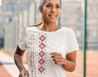 Ukrainian Ornament Shirt, Embroidery Style Ukraine Tee, Folk Art Vinyl T-shirt, Ukrainian Gift for Men & Women, Vyshyvanka Print Tee