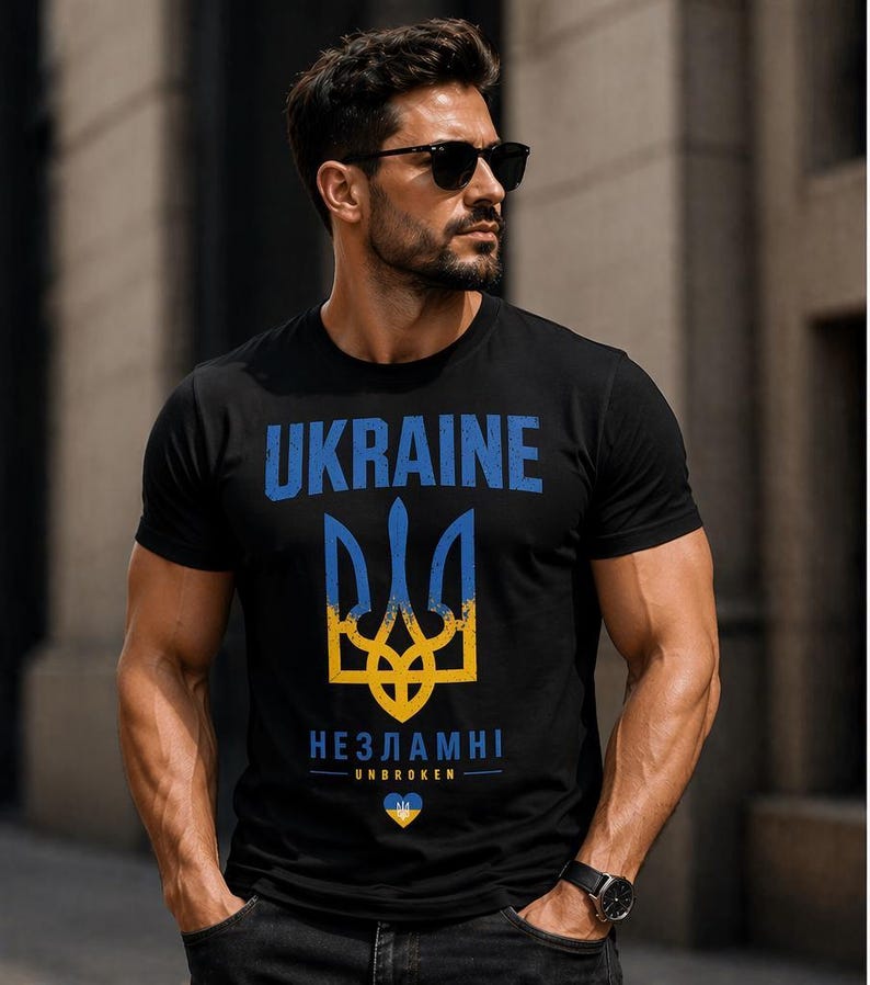 Blue and yellow Ukrainian sunflower shirt