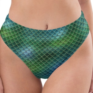 Braguita de bikini de cintura alta reciclada sirena verde esmeralda