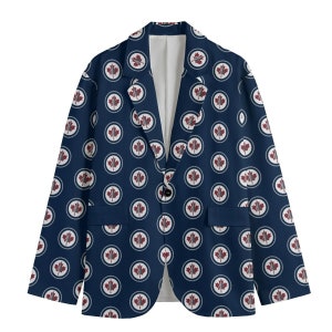 Jets auf Ahornblättern in Kreisen All-Over Print Herren Casual Baumwollblazer