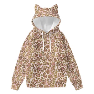 Leopard Cat Hoodie Leopard Print Hoodie With Ears Leopard Hoodie Animal Print Animal Lovers Cat Lovers Safari Party Etsy