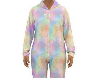 Rainbow Home Jumpsuit with Fluffy Interior Lining Adult Pajama Home Suit Rainbow Loungewear Rainbow Pajamas Christmas Rainbows