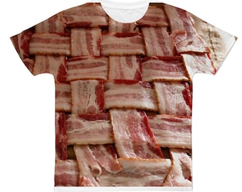 Bacon Adult T-Shirt -Sublimation Realistic Bacon Photo Print