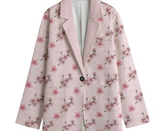 Cherry Blossom Blazer Cherry Blossom Women's Leisure Blazer Pink Sakura Suit Jacket Sakura Blazer