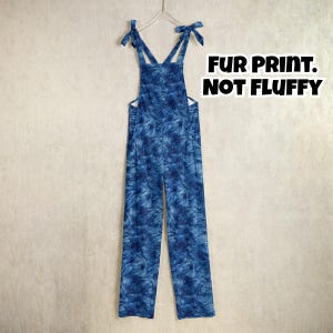 Blue Monster Overalls Blue Fur Print Women&#39;s Jumpsuit