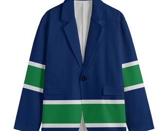 Blue with Green and White Lines Men's Blazer