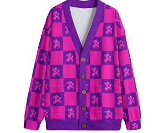 Pink and Purple Clowncore Cardigan with Balloon Animal Dogs