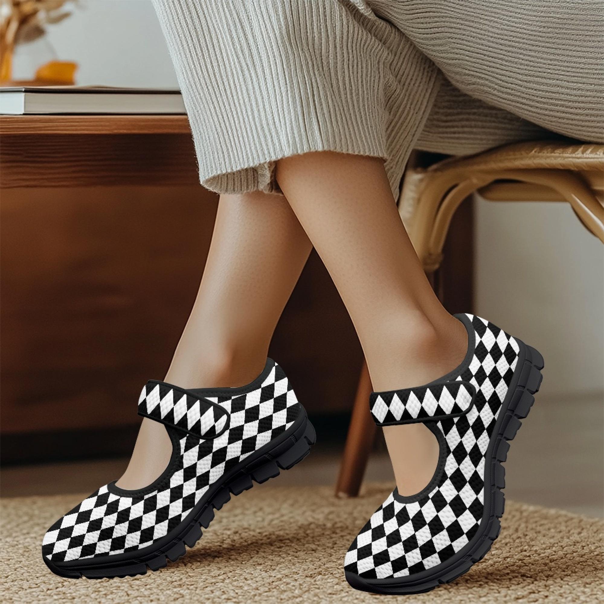 Black and White Shoes Women's Mary Jane Shoes Black and
