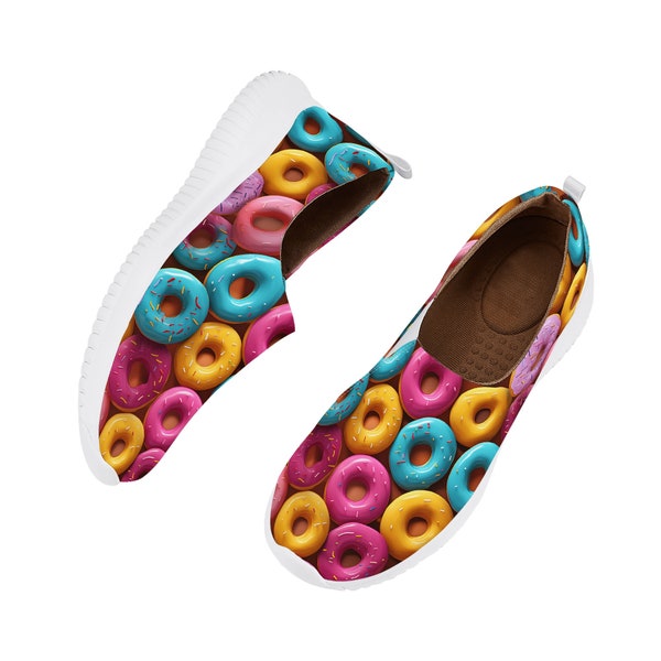 Chaussures à enfiler Donut pour femmes colorées roses, turquoises et jaunes Chaussures Donut