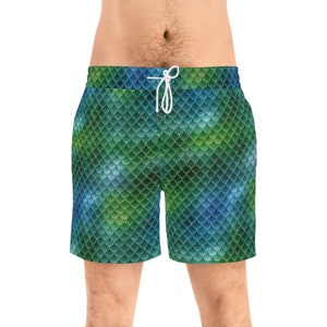 Merman Shorts Groen Meerman Scales Halflange zwemshorts Meerman Zwembroek Vis Zwemkleding voor heren