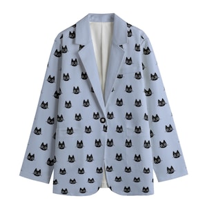 Cat Blazer Cat Faces all-over print damesjas kattenkostuum Kattenjas Zakelijke kleding voor katten