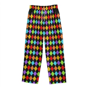 Clown Pants Rainbow Diamond Pattern Unisex Straight Leg Pants Clowncore Pants