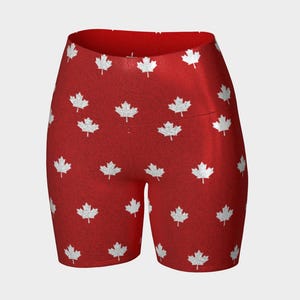 Maple Leaf Shorts Damen Maple Leaf Glitzer Shorts Kanada Flagge Yoga Shorts Kanadische Spandex Shorts