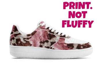 Cow Shoes Pink Cow Print Women's Low Top Leather Sneakers