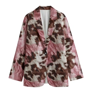 Cow Print Blazer Pink Cow Blazer Cowgirl Suit Jacket Pink Cow Print Suit Jacket Cow Print Suit Blazer