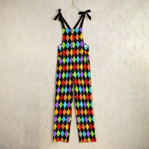 Clown Suit Clowncore Women's Jumpsuit Rainbow Diamond Overalls Clown Costume