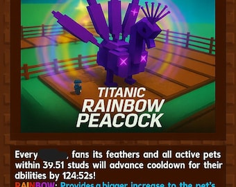 Roblox Grow A Garden - RAINBOW TITANIC PEACOCK Random stats +- insant delivery