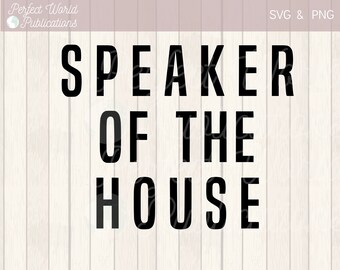 Könnte beinhalten: Schwarz-weißes Text-Grafik, das "SPEAKER OF THE HOUSE" lautet.