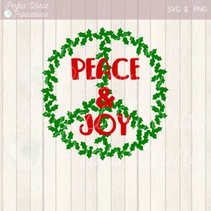 Peace & Joy Christmas Wreath Holiday Cut File SVG Peace and Joy