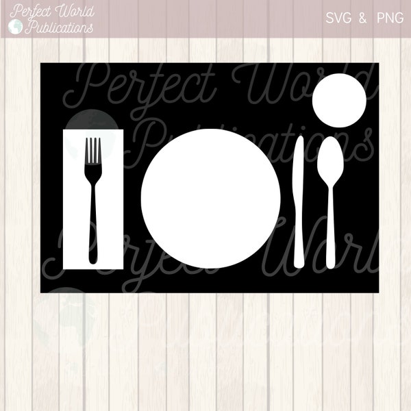 Montessori Placemat SVG- Kids Place Setting Placemat- Fork Spoon Knife Plate Napkin Cup Placemat