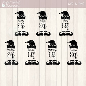 Elfo famiglia Natale Holiday design Bundle Cut File SVG mamma papà bambino mini piccolo