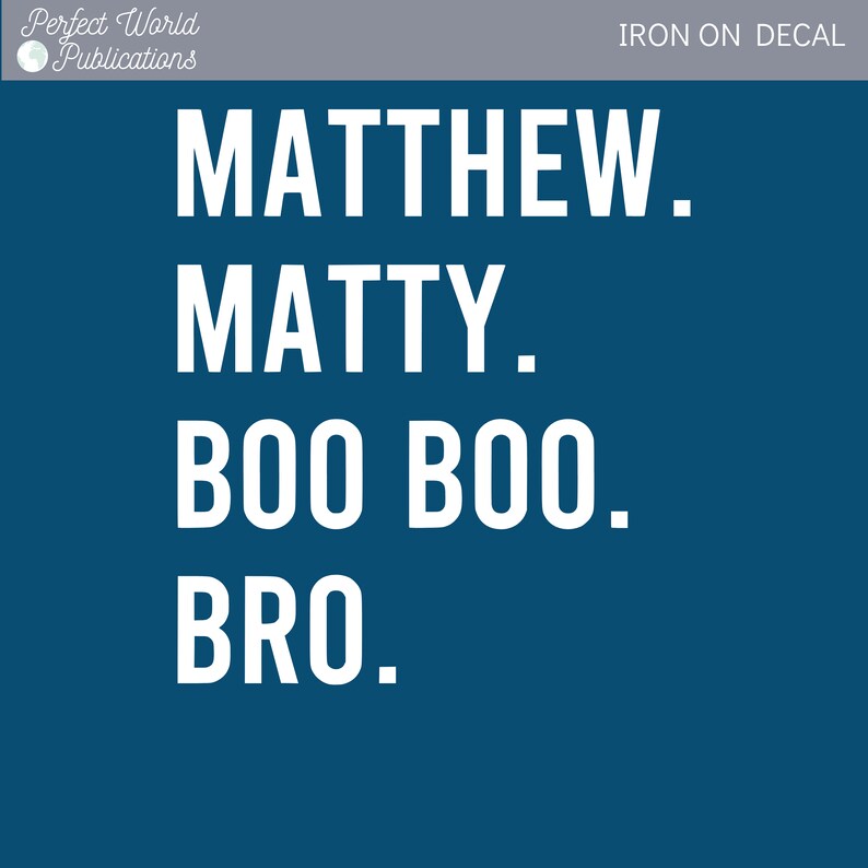 Matty Lettering Personalized Nickname Iron-on Appliqué Heat Transfer HTV Name Shirt ...