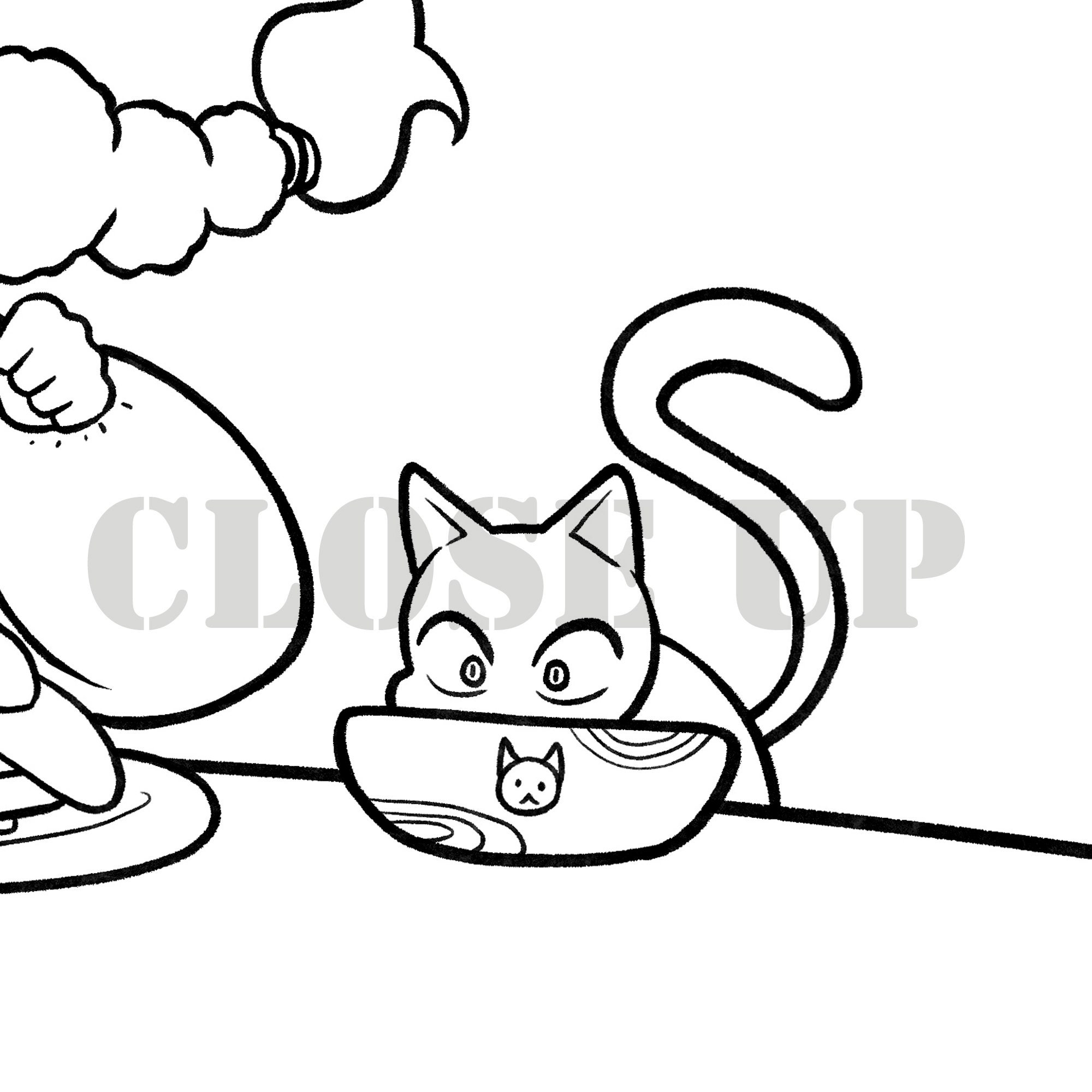 Little Witch with a Cat Coloring Page Witch's lunch | Etsy