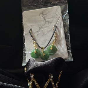 Green Jade earrings and necklace set