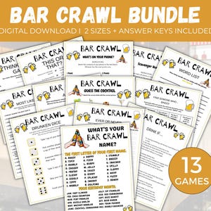 Bar Crawl Game Bundle, 13 Printable Pub Crawl Games, Bar Scavenger Hunt, Cocktail Party Games, Drinking Party Games, Bar Hopping Game