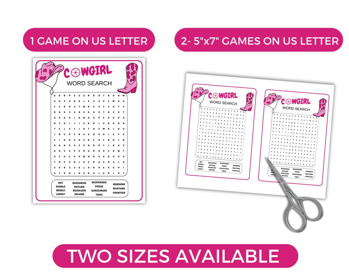 Cowgirl Game Bundle, Printable Cowgirl Party Games, Cowgirl Birthday ...