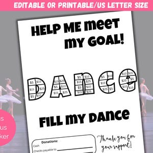 Editable Fill My Dance Fundraiser Template, Dance Fundraiser Flyer, Dance Team Sponsor My Season, Color My Dance Competition Fundraiser For,