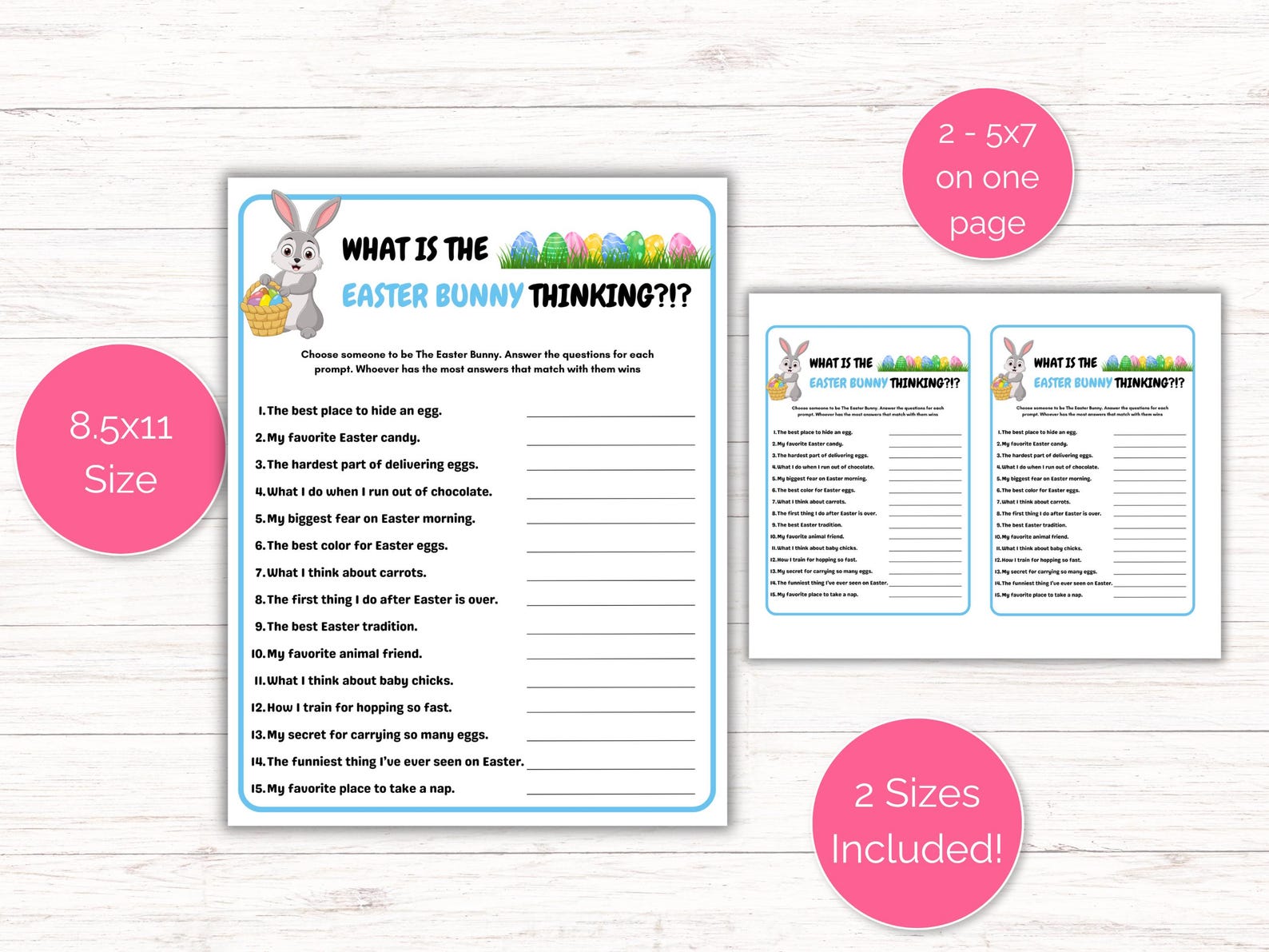 What's the Easter Bunny Thinking Game, Printable Easter Party Game for ...