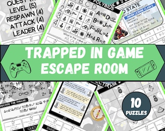 Trapped In Game Escape Room for Kids, Printable Escape Room Kit, Birthday Party Games, DIY Video Game Escape Room for Kids Birthday Party