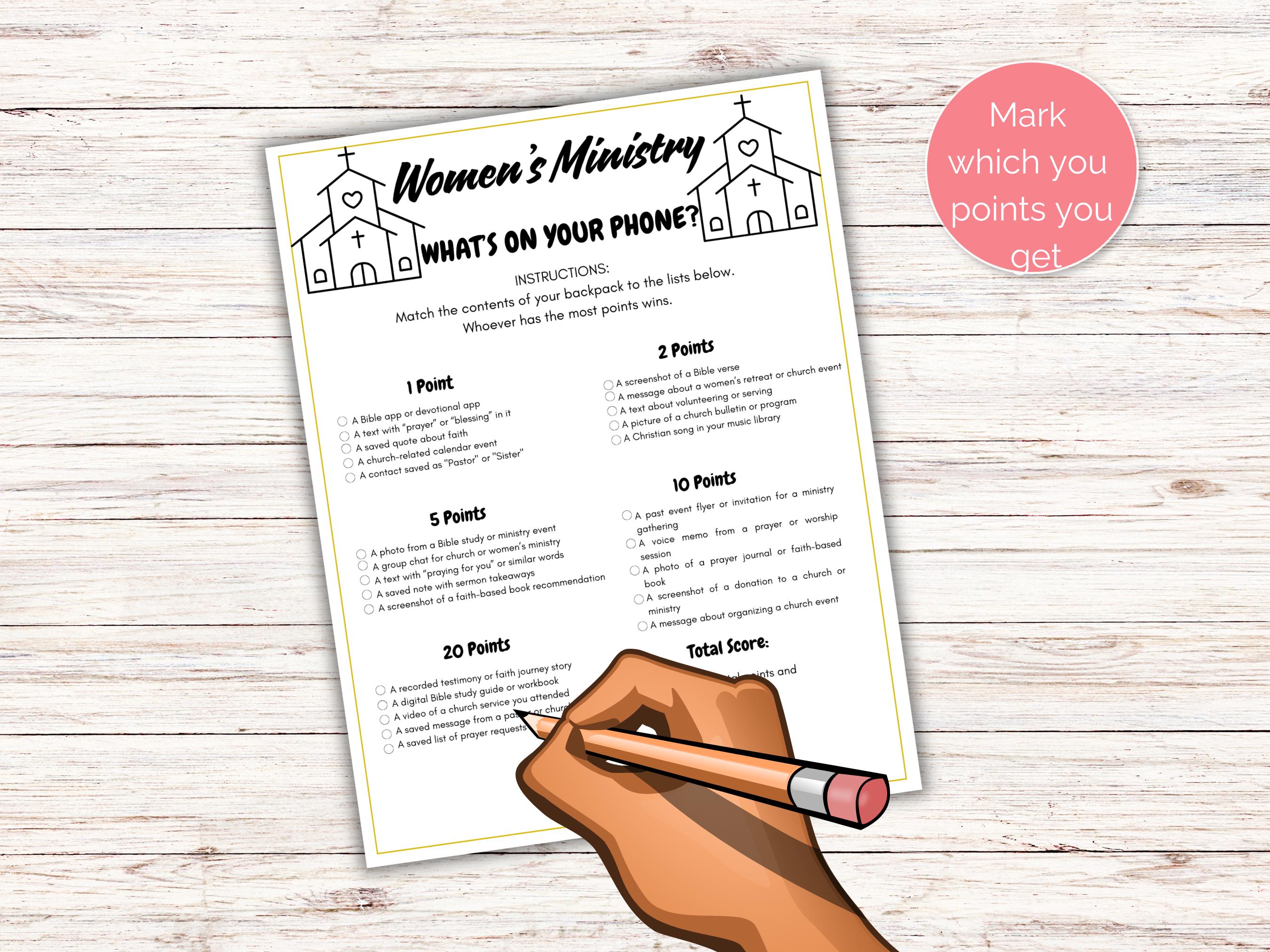 Womens Ministry What's on Your Phone, Printable Women's Ministry Games ...