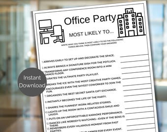 Office Most Likely To, Printable Work Who's Most Likely Game, Office Party Games, Work Party Game, Team Building Game, Office Icebreaker